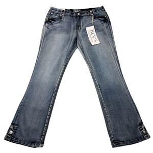 Rod's Jeans Juniors 19/20x34 Blue Medium Wash Bootcut Distressed Studded Denim
